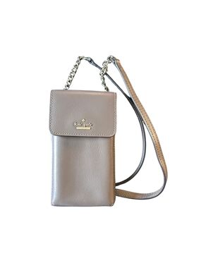 kate spade Pebble Leather Crossbody Phone Bag in Taupe